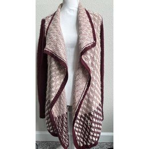 Ruby Moon Women Medium Open Wrap Cardigan Sweater Maroon Wool Blend C4 Soft Cozy
